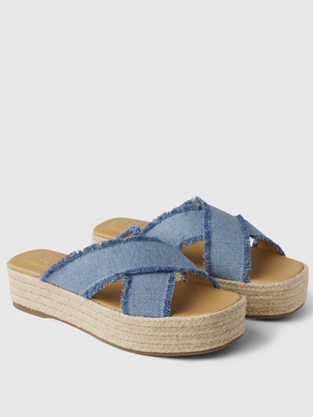 Gap Blue Denim Espadrille Platform Sandals Size 7